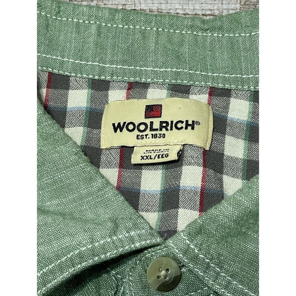 Woolrich Short Sleeve Button Down Double Pocket Green XXL 2XL - Picture 5 of 5